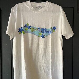 Big Dogs White 100% Cotton Beach Surf Graphic Tee T-Shirt NWOT